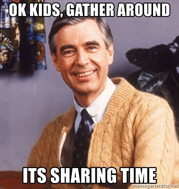 Okay kids, gather around it&rsquo;s sharing time!